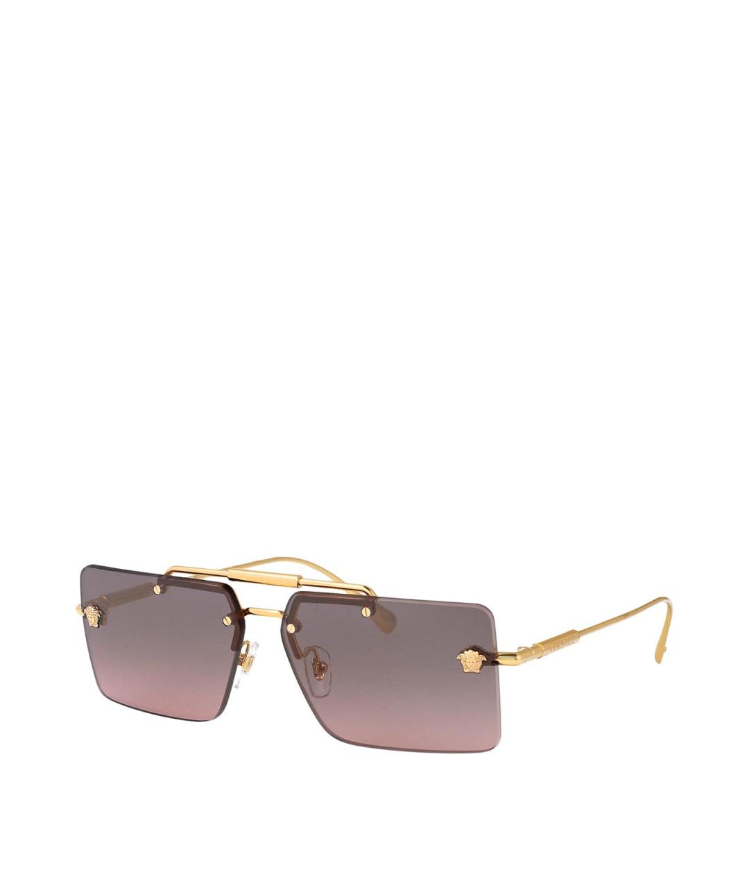VERSACE Золотые металлические солнцезащитные очки, фото 2