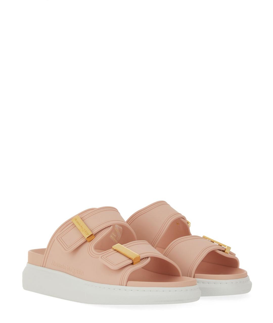 ALEXANDER MCQUEEN Розовые текстильные сандалии, фото 2