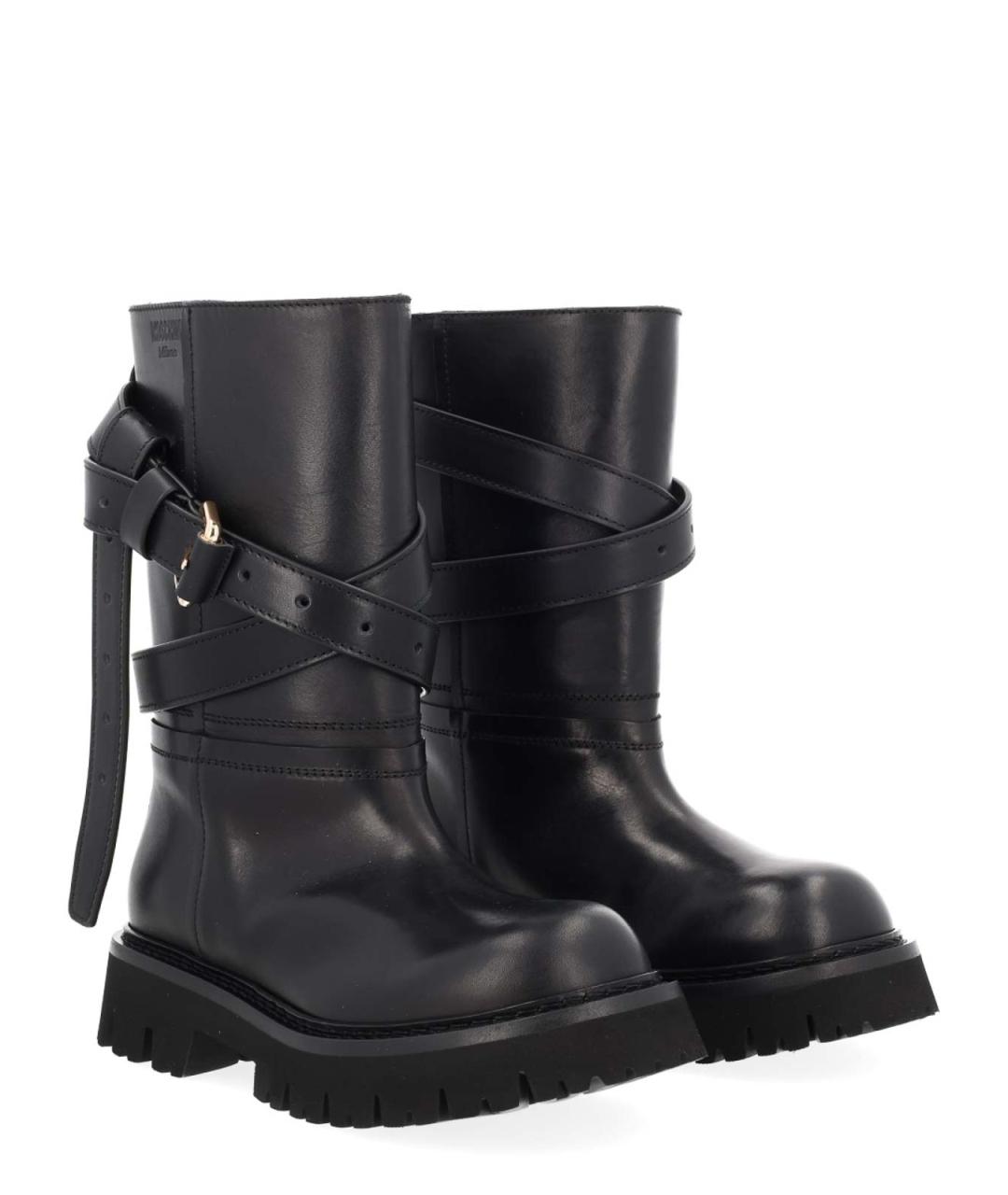 MOSCHINO Черные кожаные сапоги, фото 2