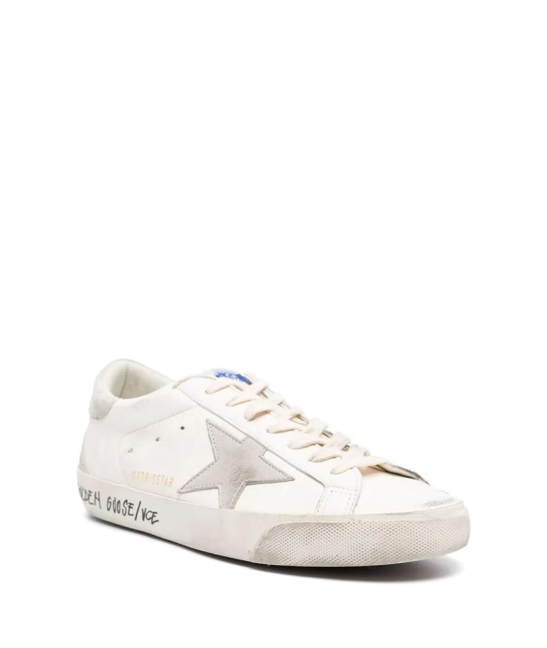 GOLDEN GOOSE Белые кожаные низкие кроссовки / кеды, фото 4