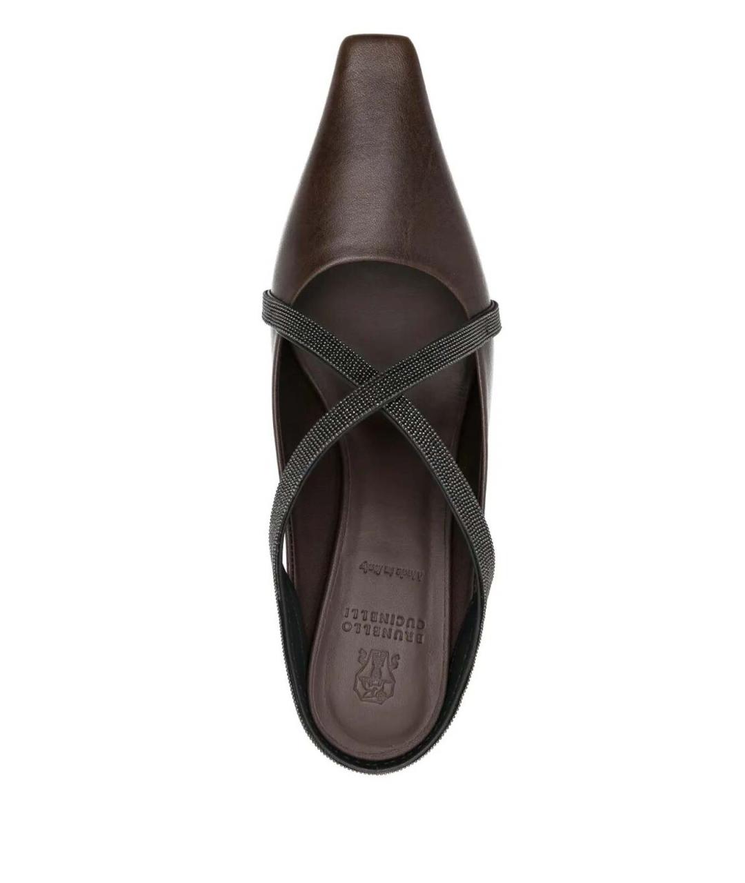 BRUNELLO CUCINELLI Коричневые кожаные мюли, фото 4