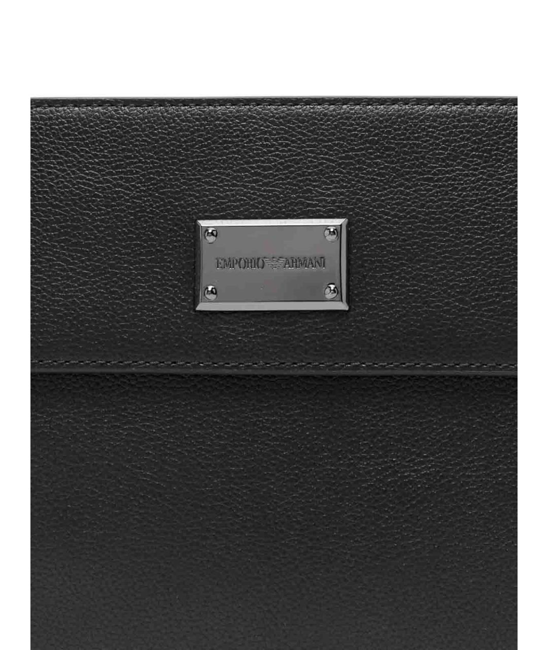 EMPORIO ARMANI Черная кожаная сумка на плечо, фото 4