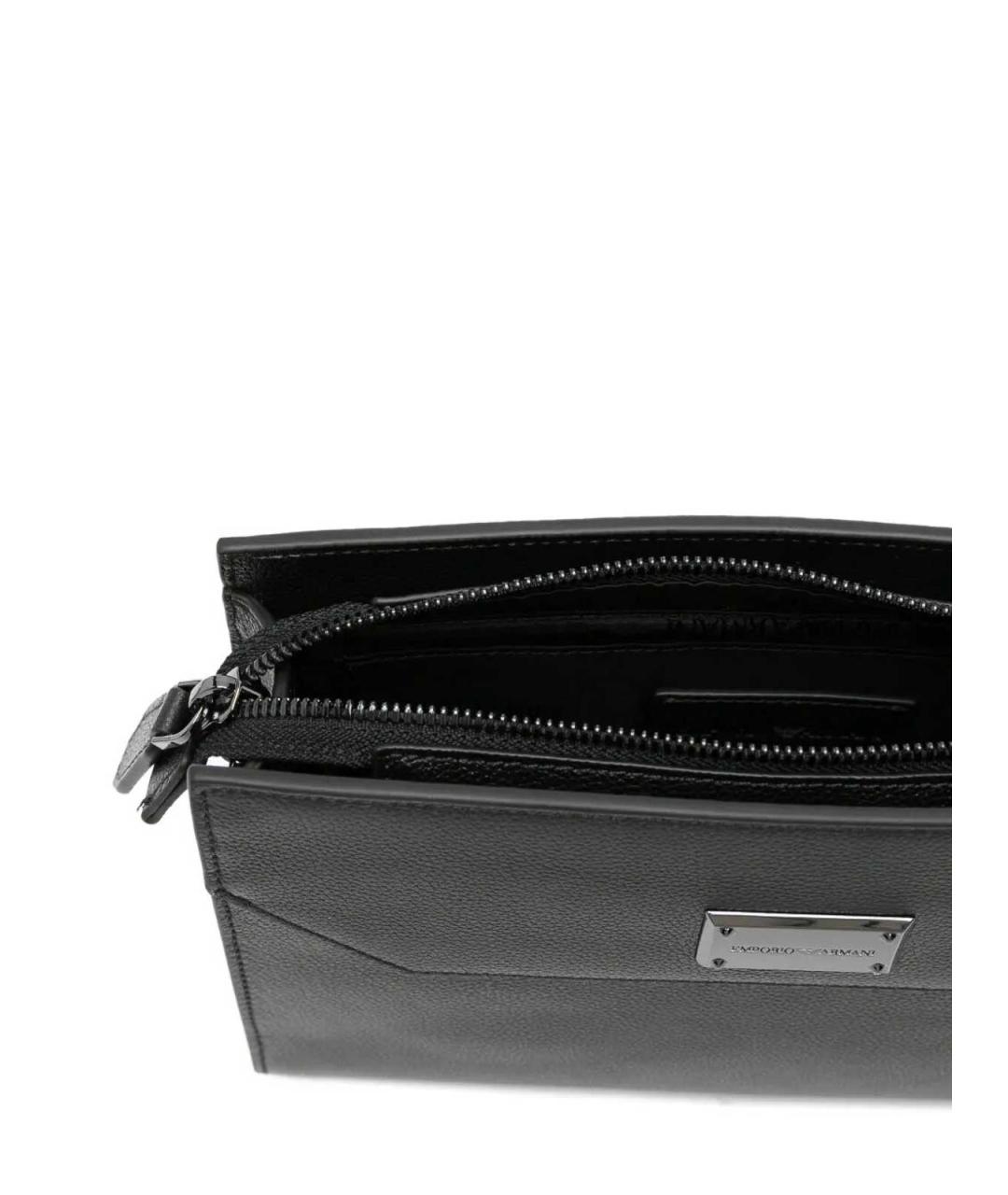 EMPORIO ARMANI Черная кожаная сумка на плечо, фото 3