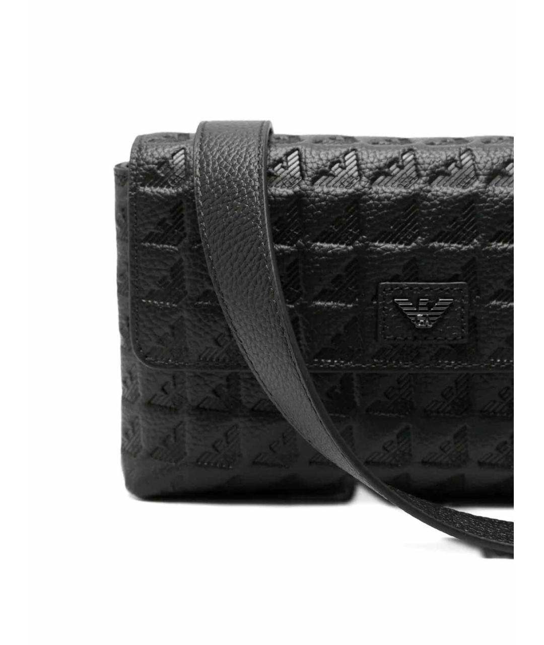 EMPORIO ARMANI Черная кожаная сумка на плечо, фото 2