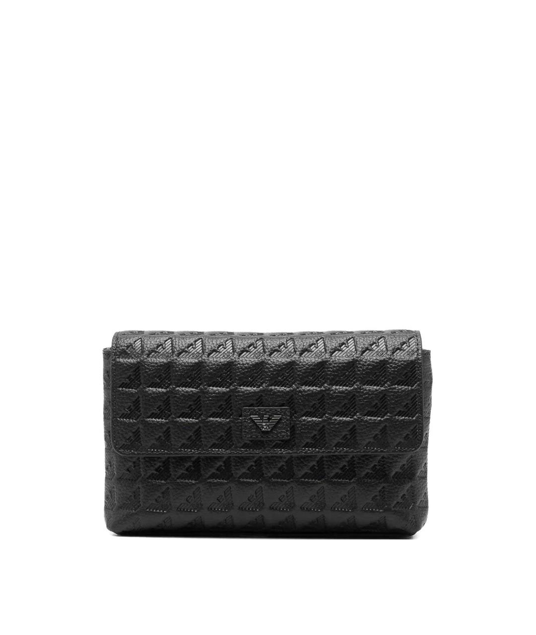 EMPORIO ARMANI Черная кожаная сумка на плечо, фото 1