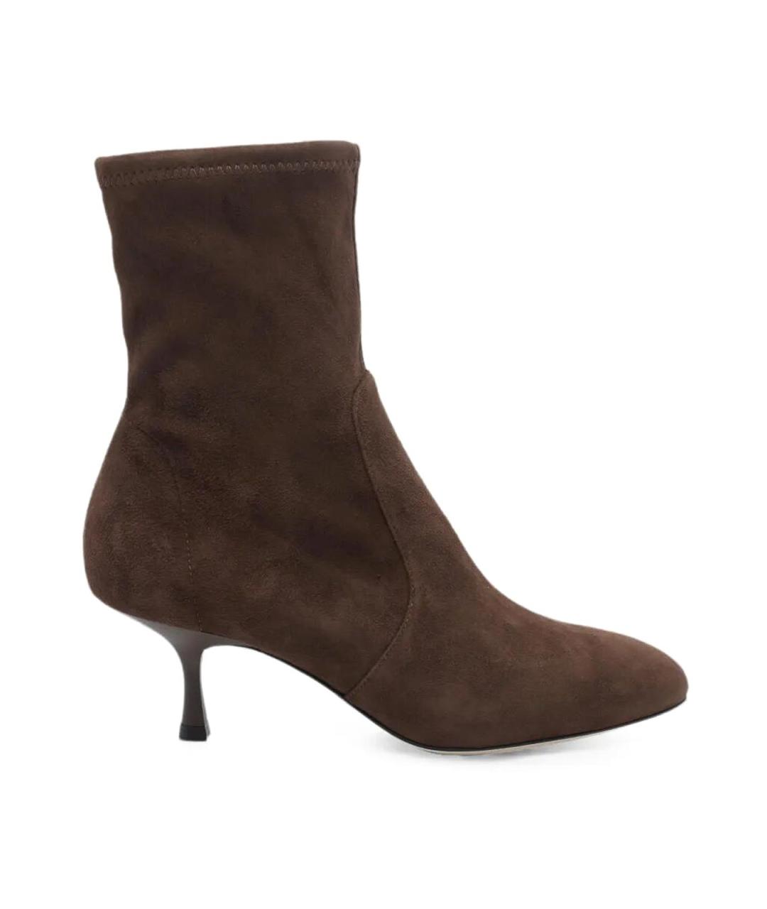 STUART WEITZMAN Коричневые замшевые ботильоны, фото 1