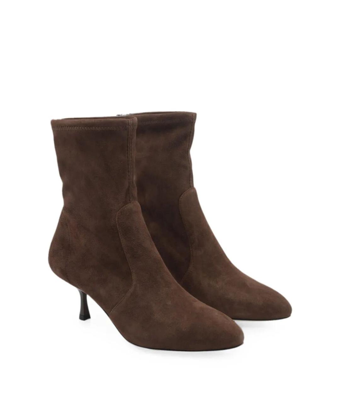 STUART WEITZMAN Коричневые замшевые ботильоны, фото 4