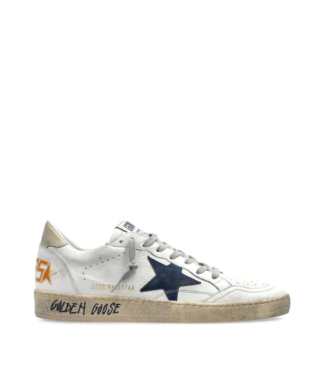 GOLDEN GOOSE Белые кожаные низкие кроссовки / кеды, фото 1