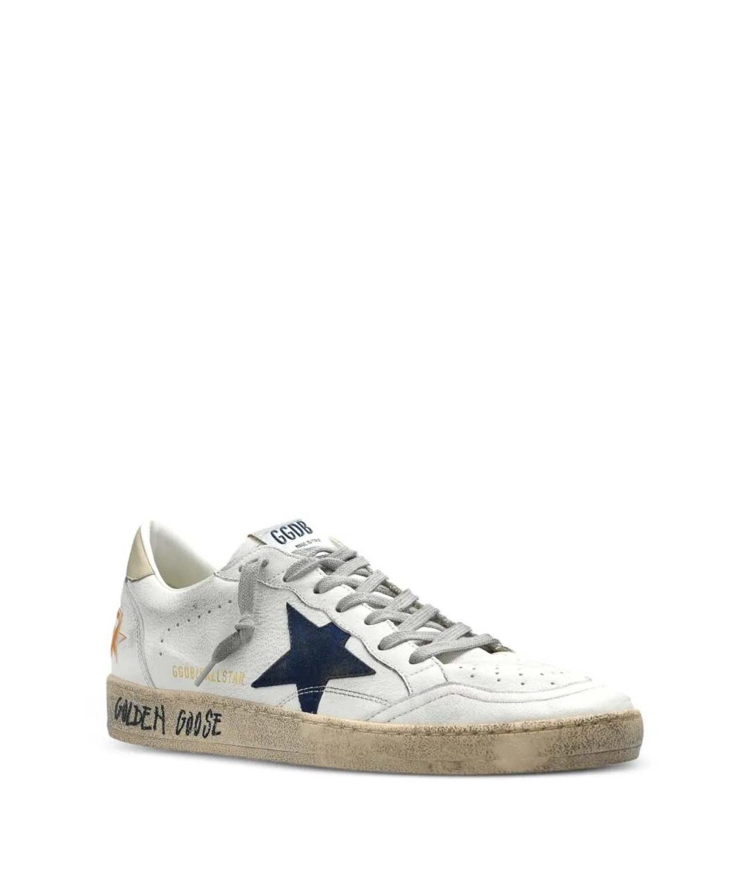 GOLDEN GOOSE Белые кожаные низкие кроссовки / кеды, фото 3