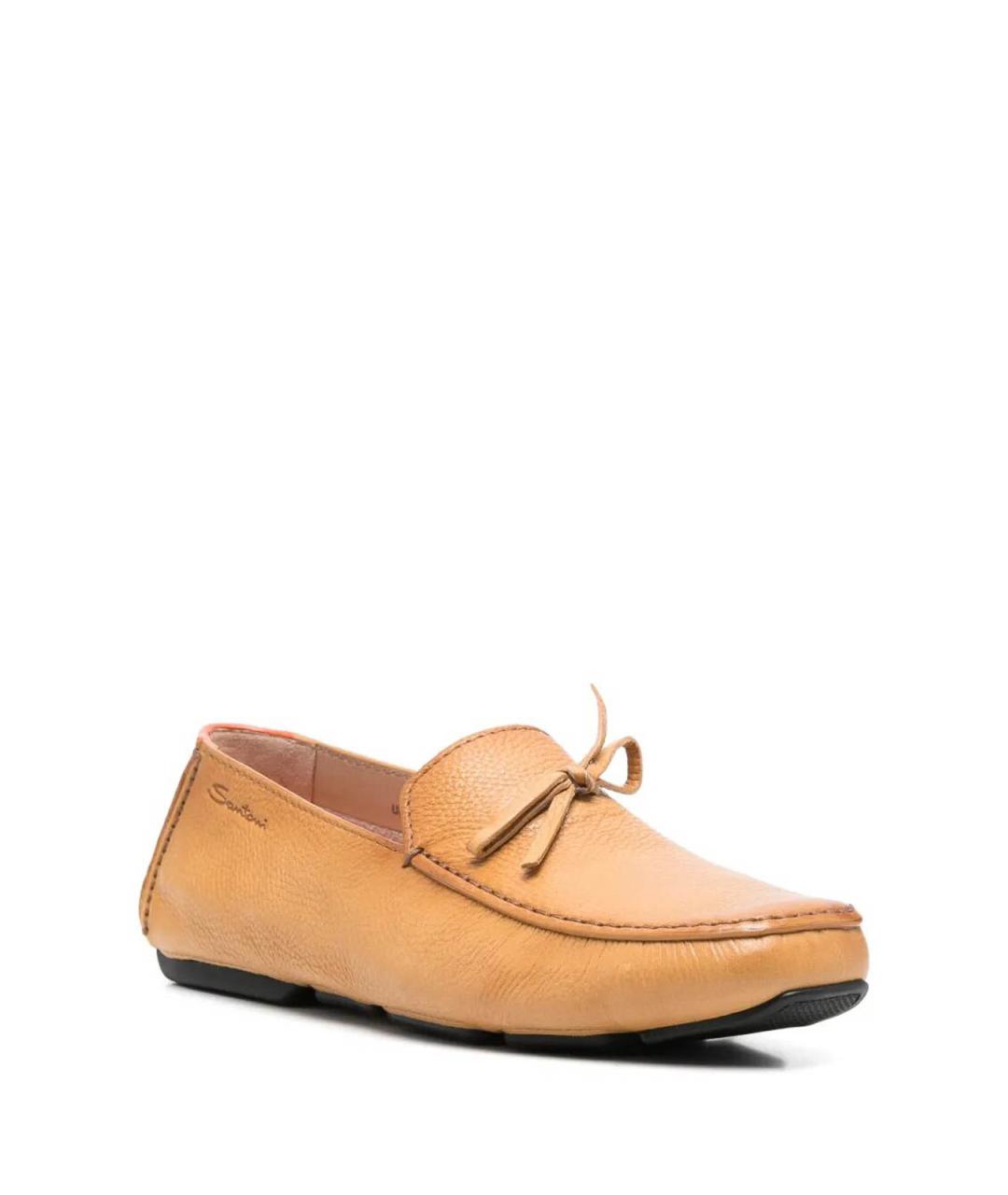 SANTONI Коричневые кожаные лоферы, фото 2