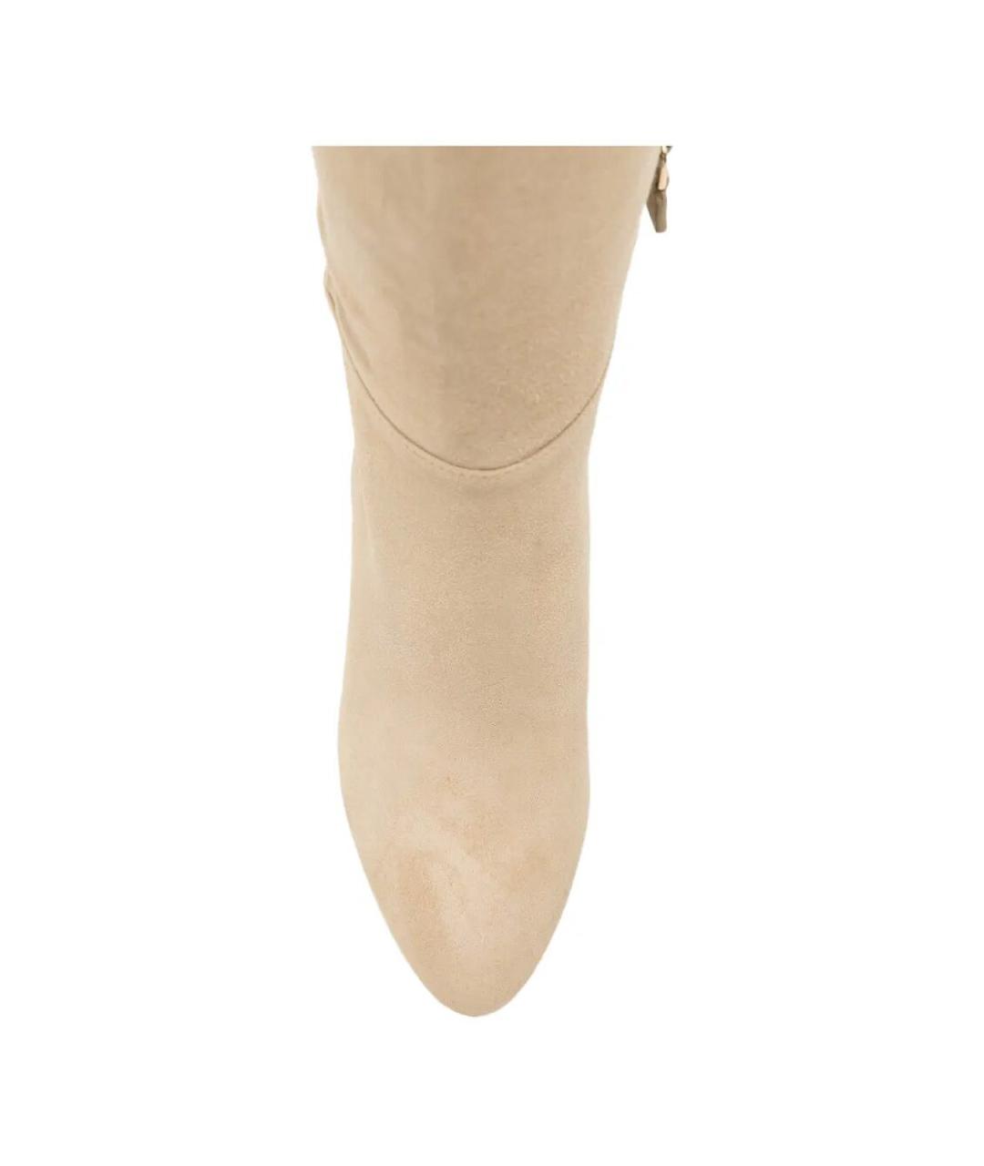 STUART WEITZMAN Бежевые замшевые сапоги, фото 3