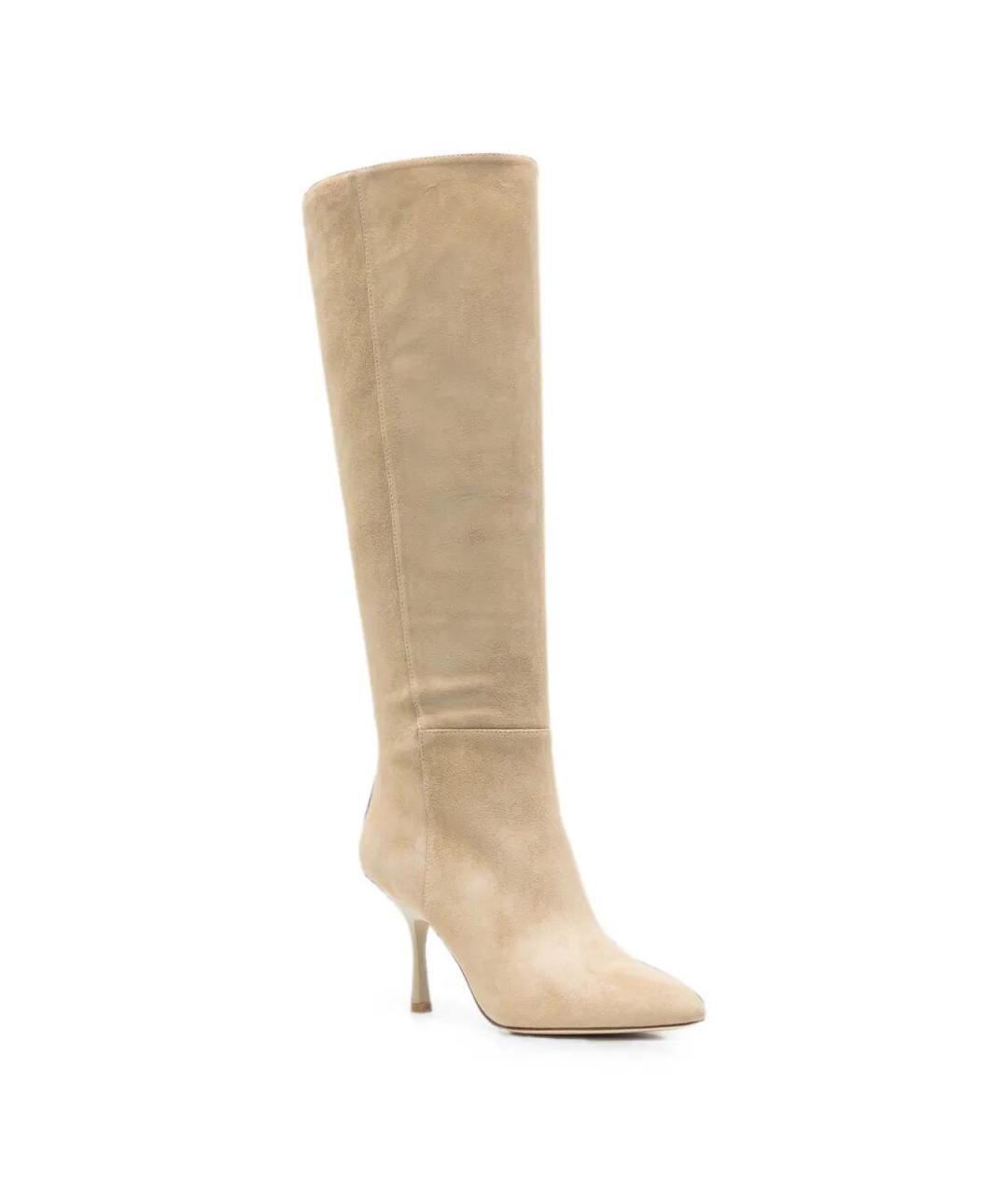 STUART WEITZMAN Бежевые замшевые сапоги, фото 2