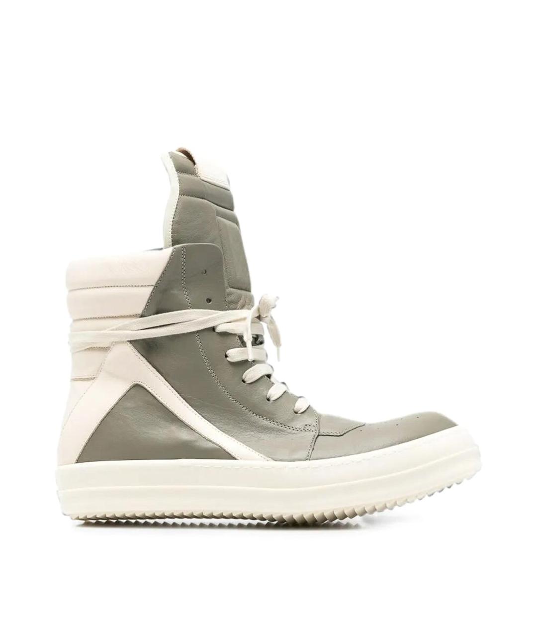 RICK OWENS Серые кожаные высокие кроссовки / кеды, фото 1
