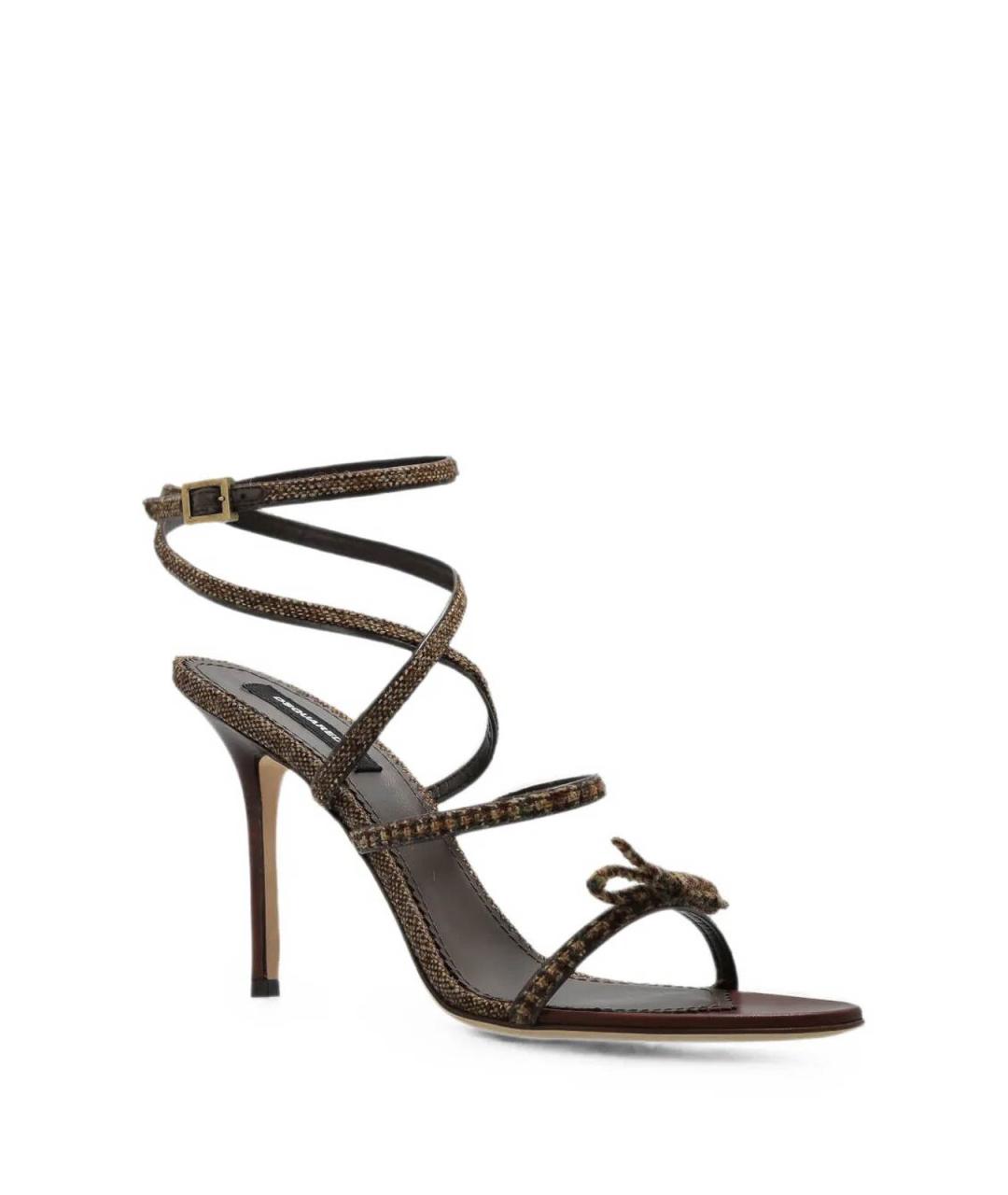 DSQUARED2 Коричневые кожаные босоножки, фото 2