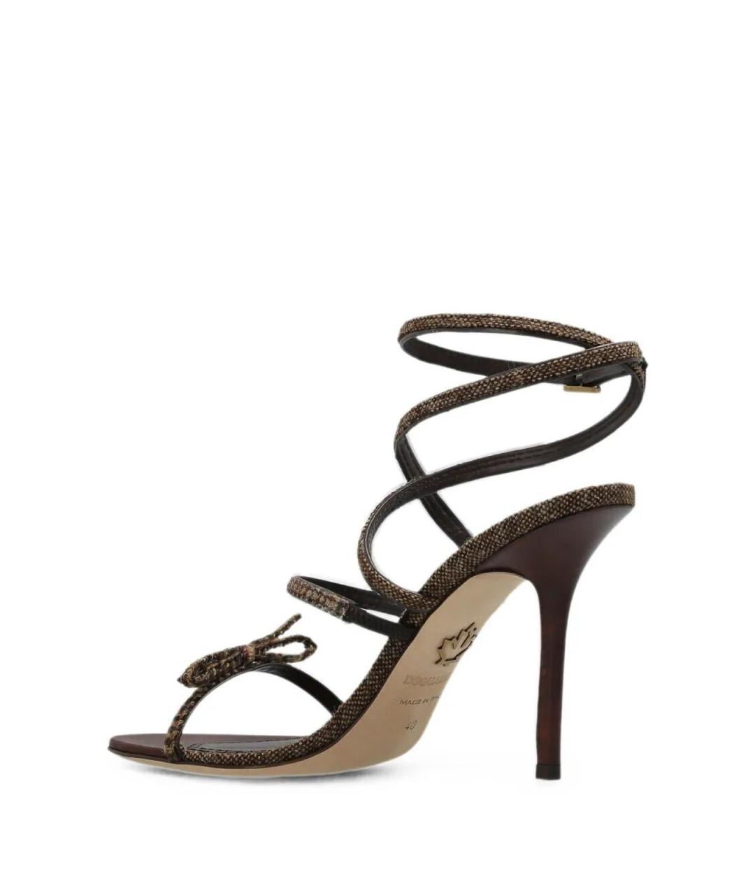 DSQUARED2 Коричневые кожаные босоножки, фото 3