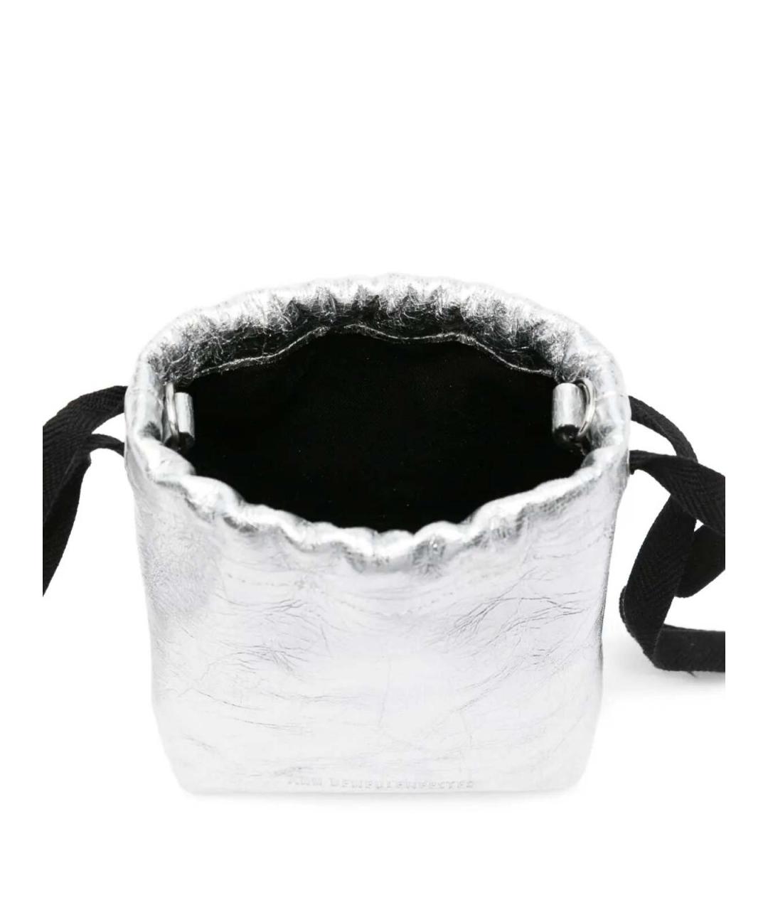 ANN DEMEULEMEESTER Серебряная кожаная сумка через плечо, фото 4