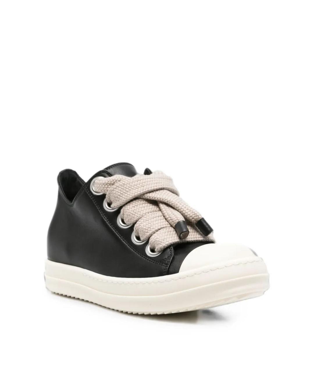 RICK OWENS Черные кожаные кроссовки, фото 2