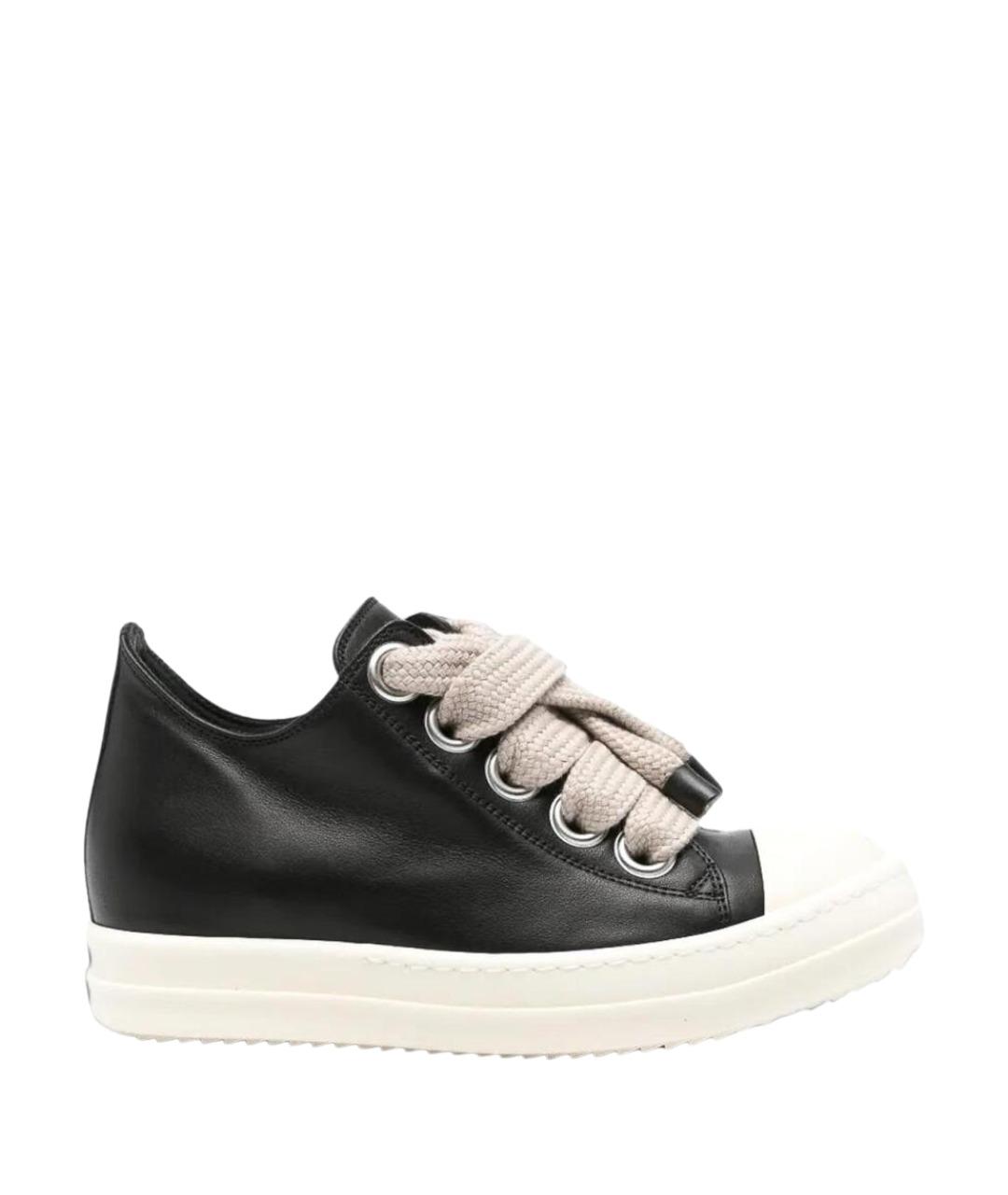 RICK OWENS Черные кожаные кеды, фото 1