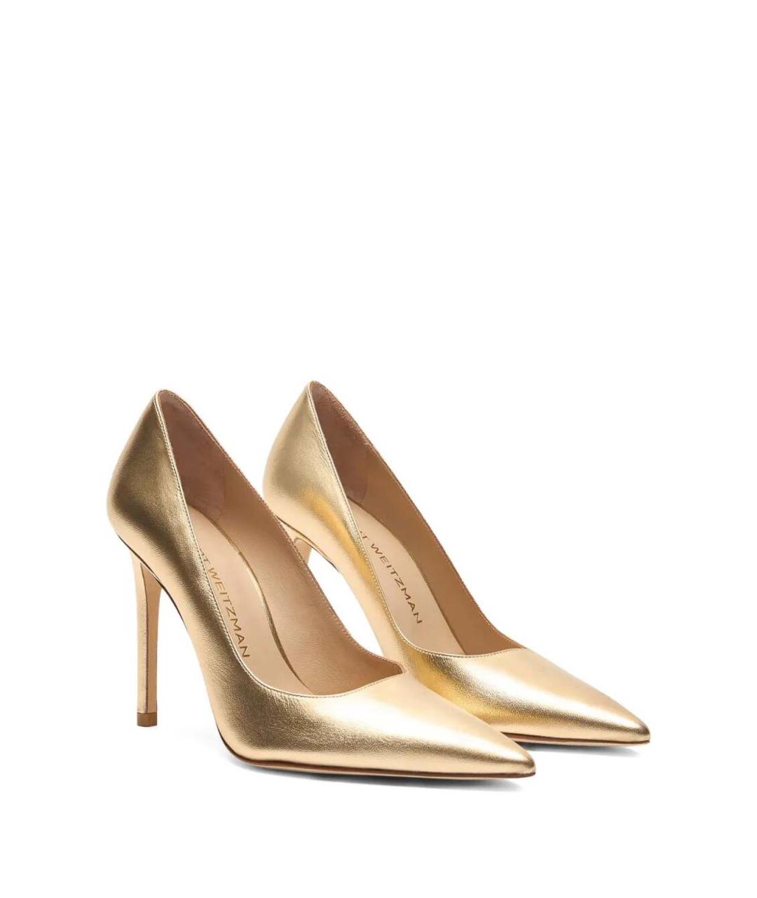 STUART WEITZMAN Золотые кожаные туфли, фото 3