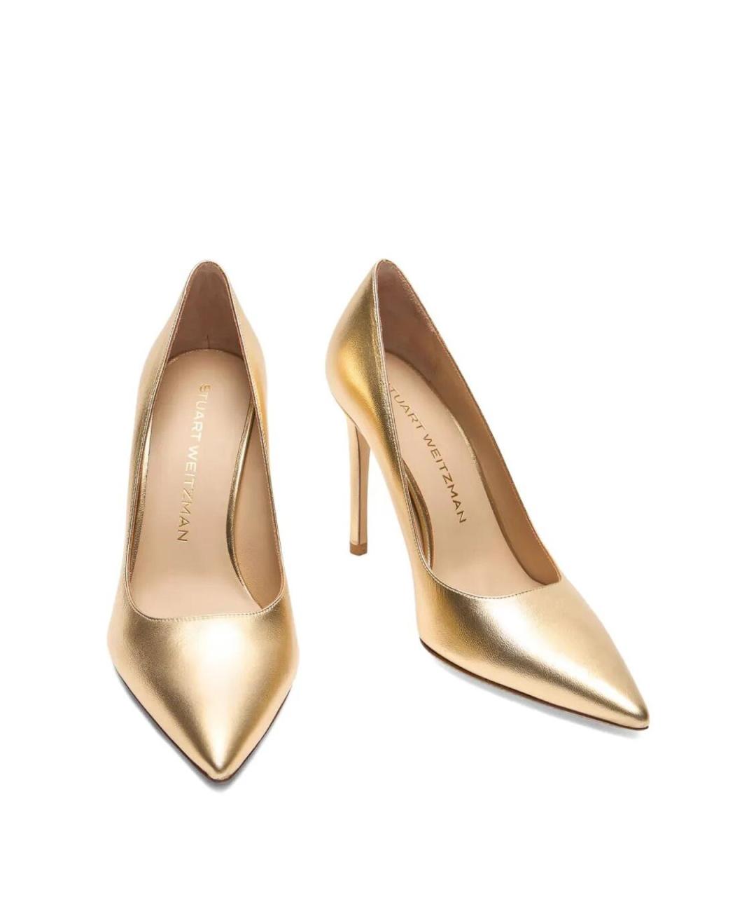 STUART WEITZMAN Золотые кожаные туфли, фото 2