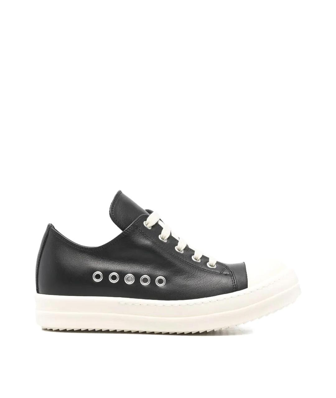 RICK OWENS Черные кожаные кроссовки, фото 1