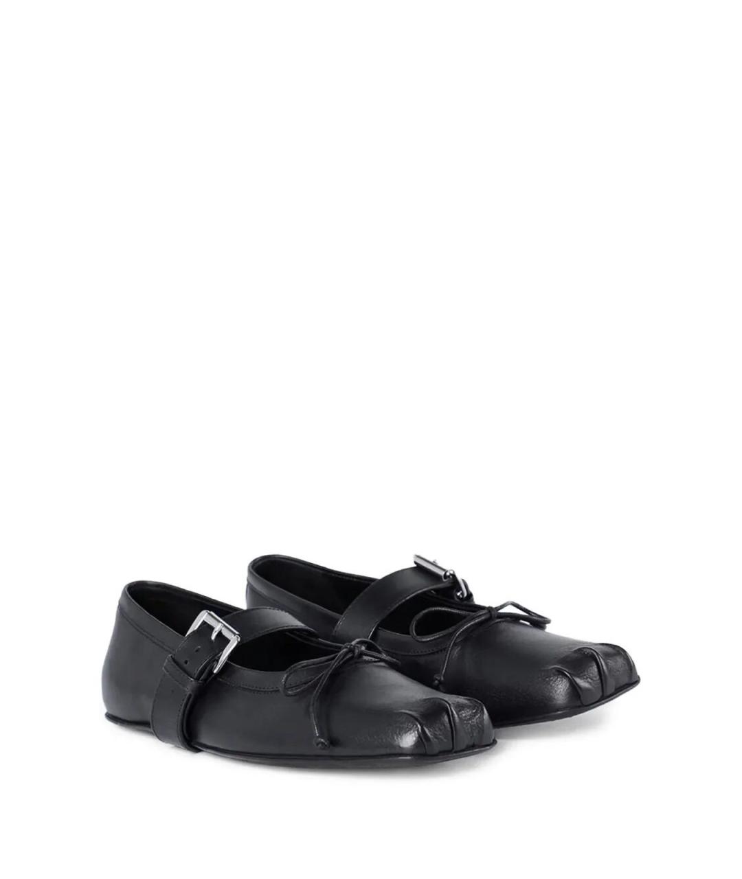 ANN DEMEULEMEESTER Черные кожаные балетки, фото 4
