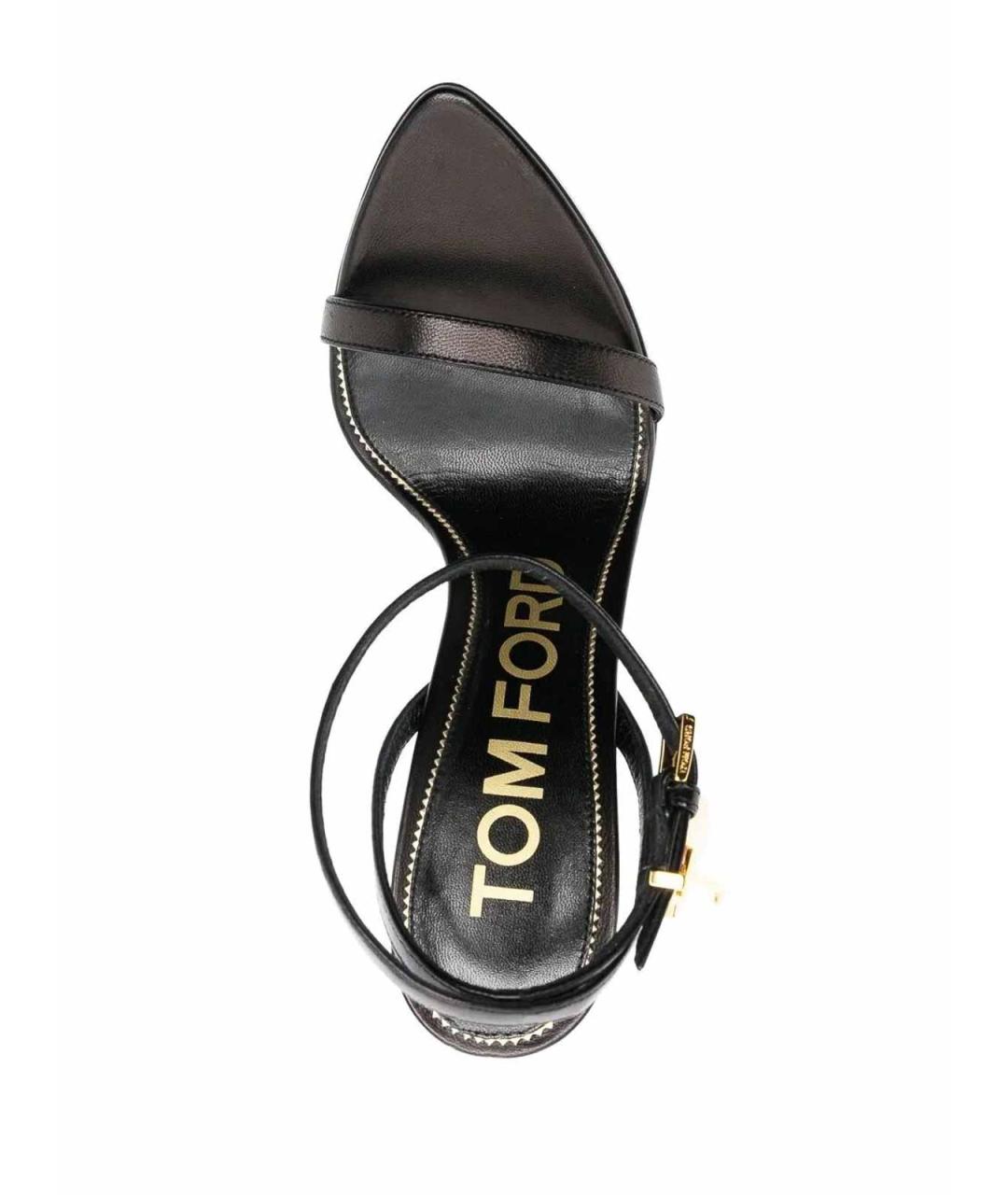 TOM FORD Черные кожаные босоножки, фото 3