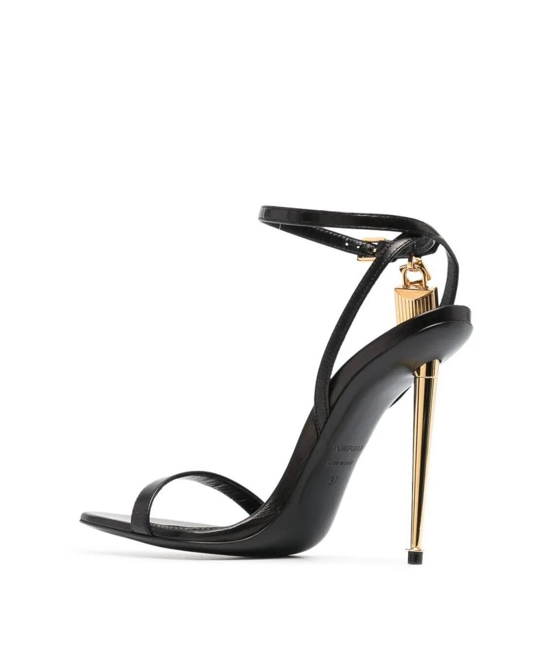 TOM FORD Черные кожаные босоножки, фото 4