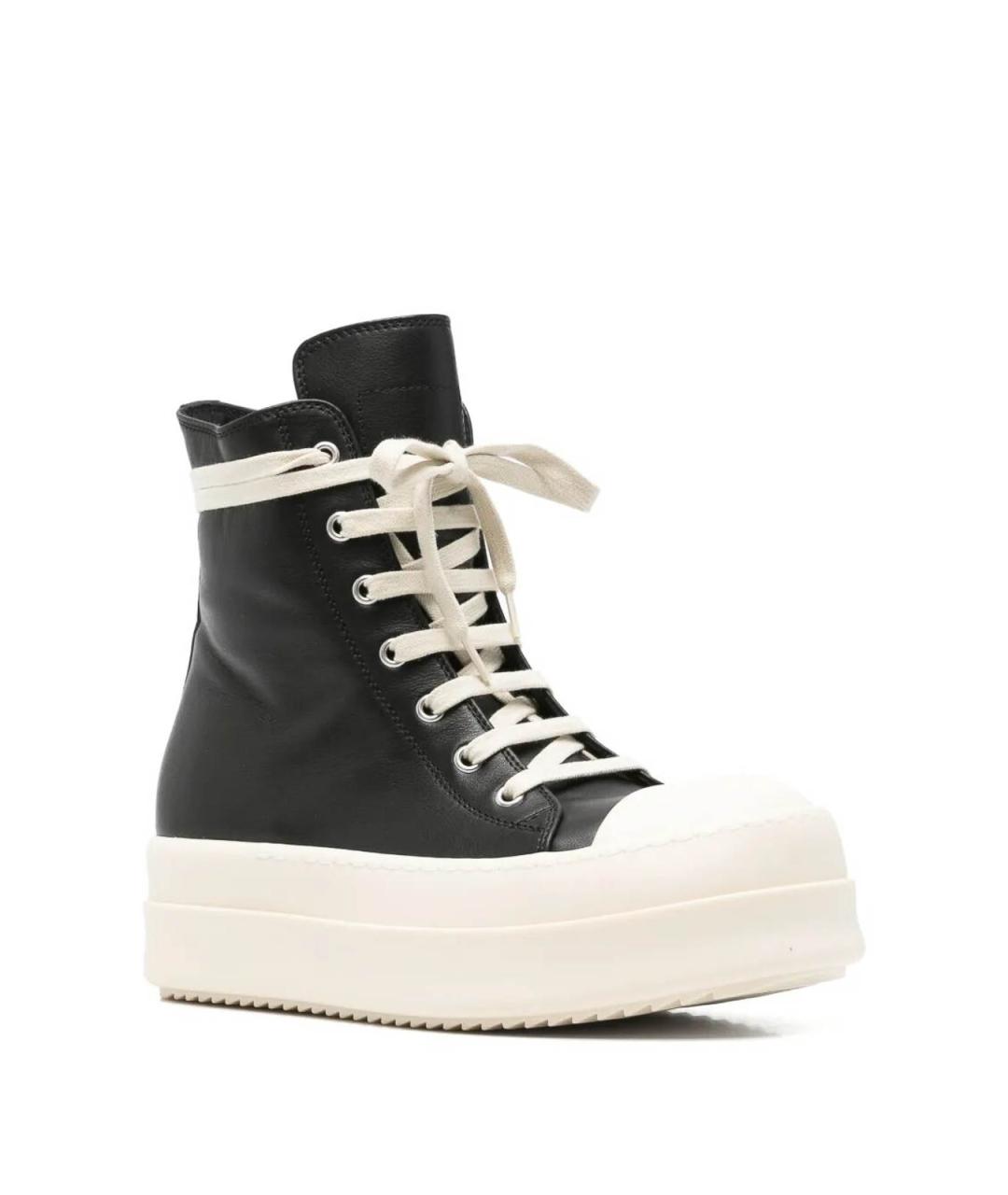 RICK OWENS Черные кожаные кроссовки, фото 3