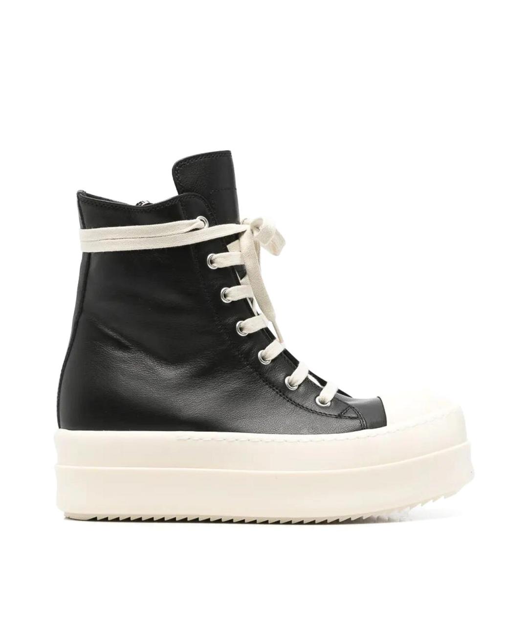 RICK OWENS Черные кожаные кроссовки, фото 1