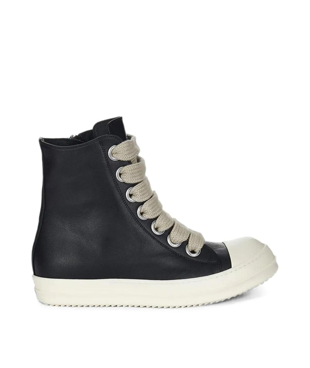 RICK OWENS Черные кожаные кроссовки, фото 1