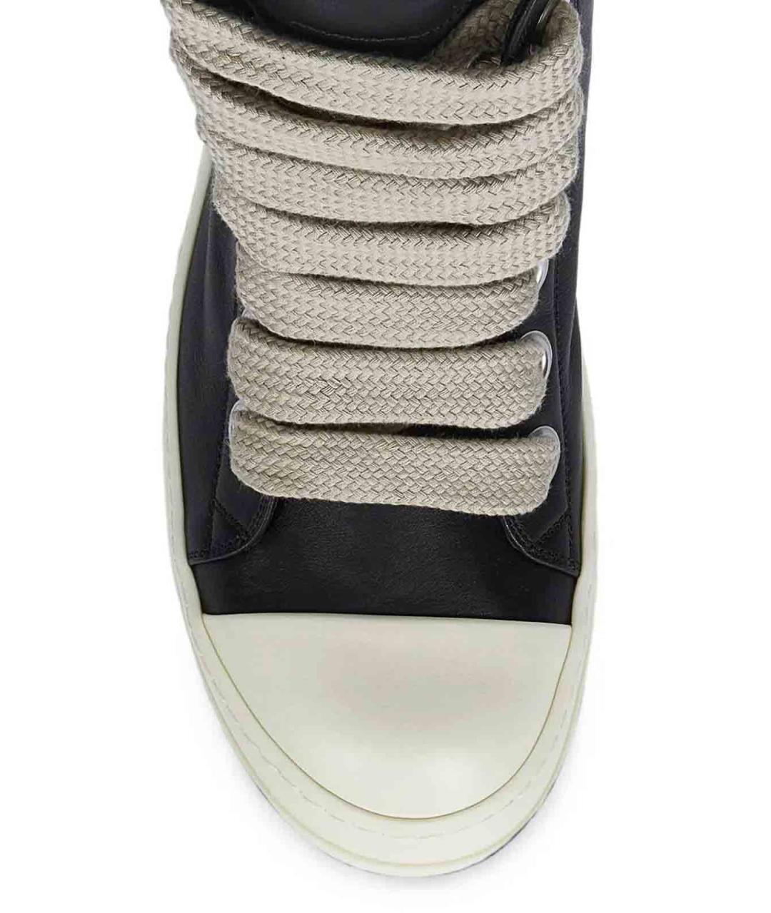 RICK OWENS Черные кожаные кроссовки, фото 3