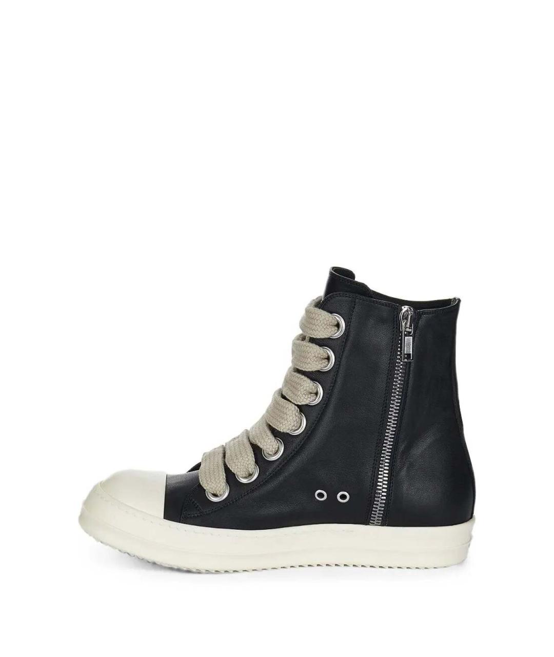 RICK OWENS Черные кожаные кроссовки, фото 2