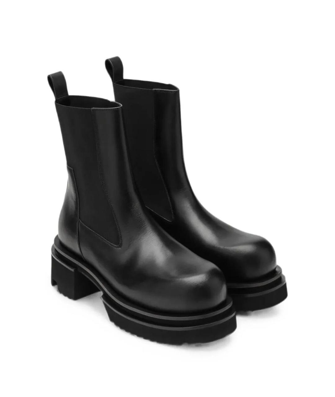 RICK OWENS Черные кожаные высокие ботинки, фото 3