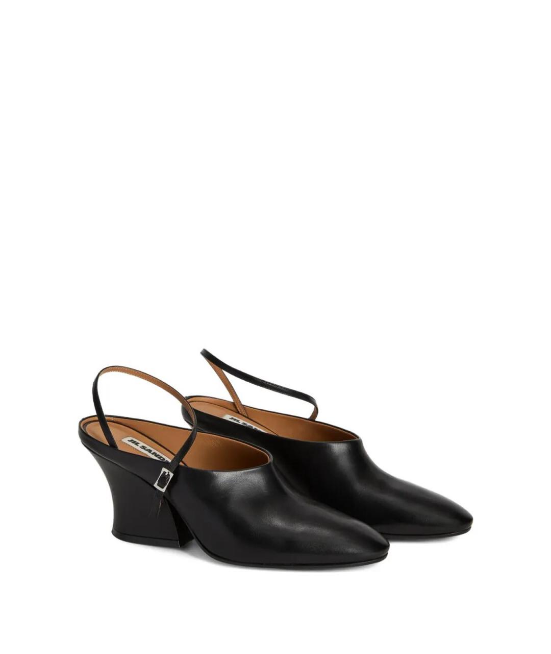 JIL SANDER Черные кожаные мюли, фото 3