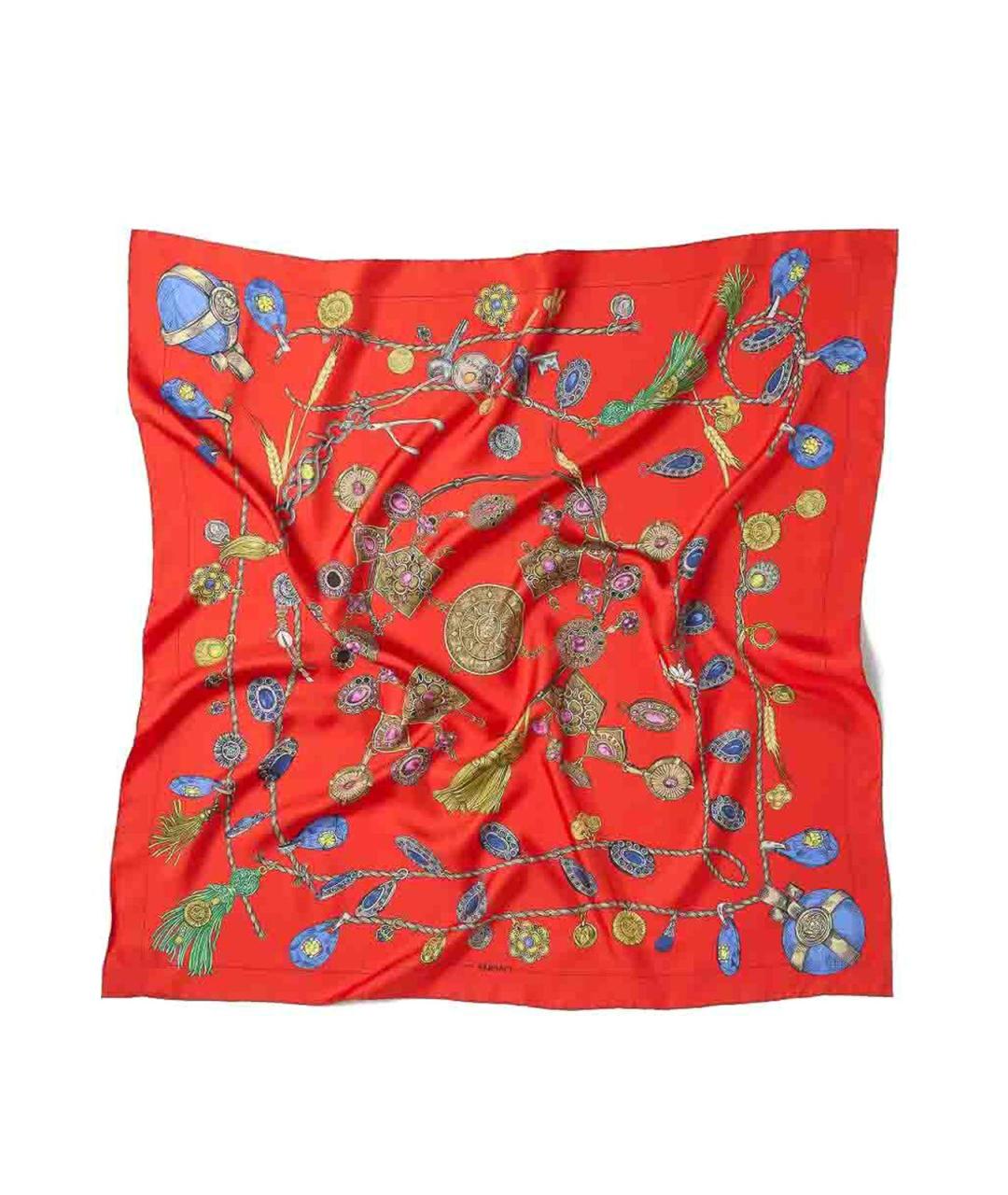 VERSACE Красный шелковый платок, фото 1