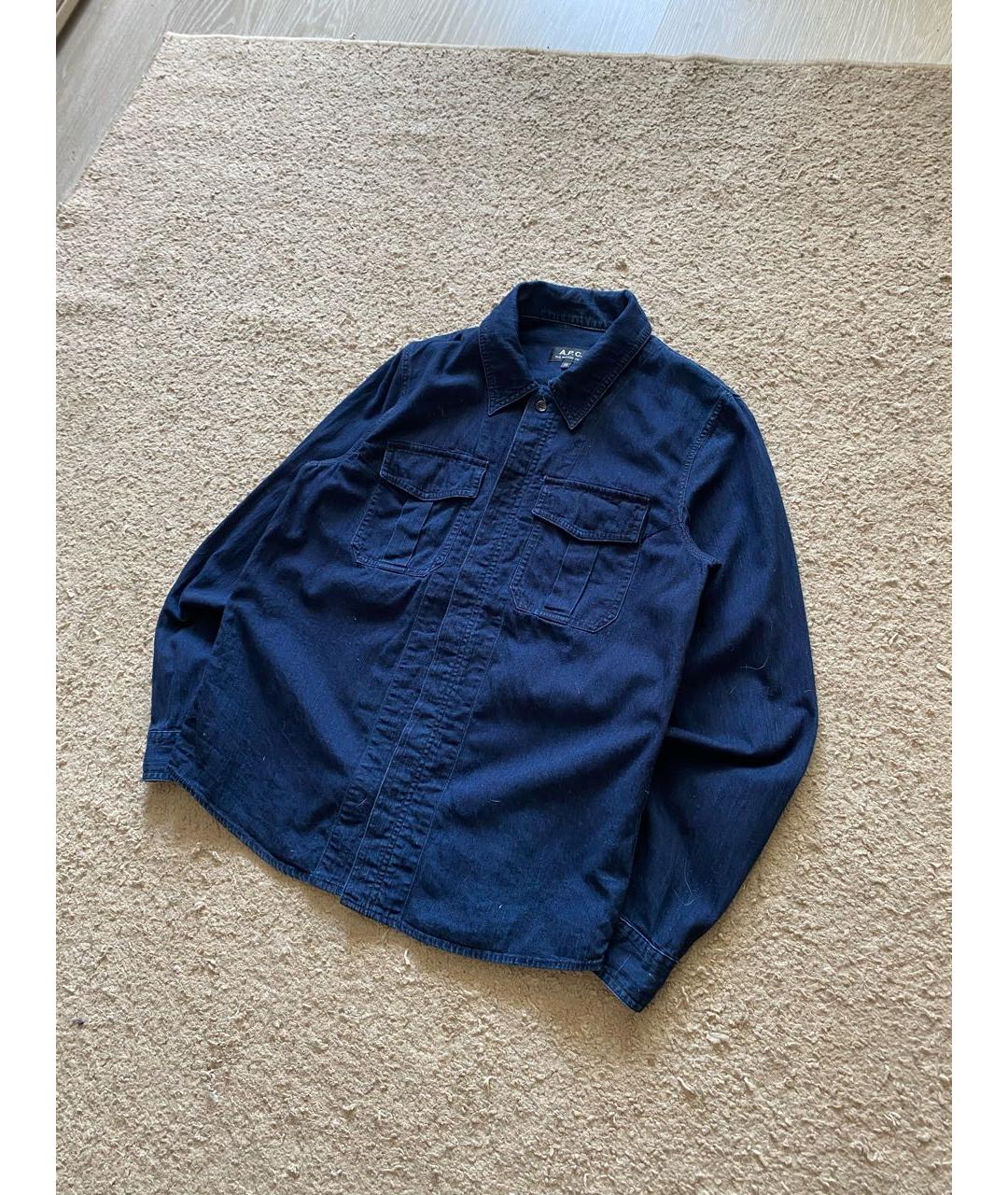 A.P.C. Синяя хлопковая кэжуал рубашка, фото 2