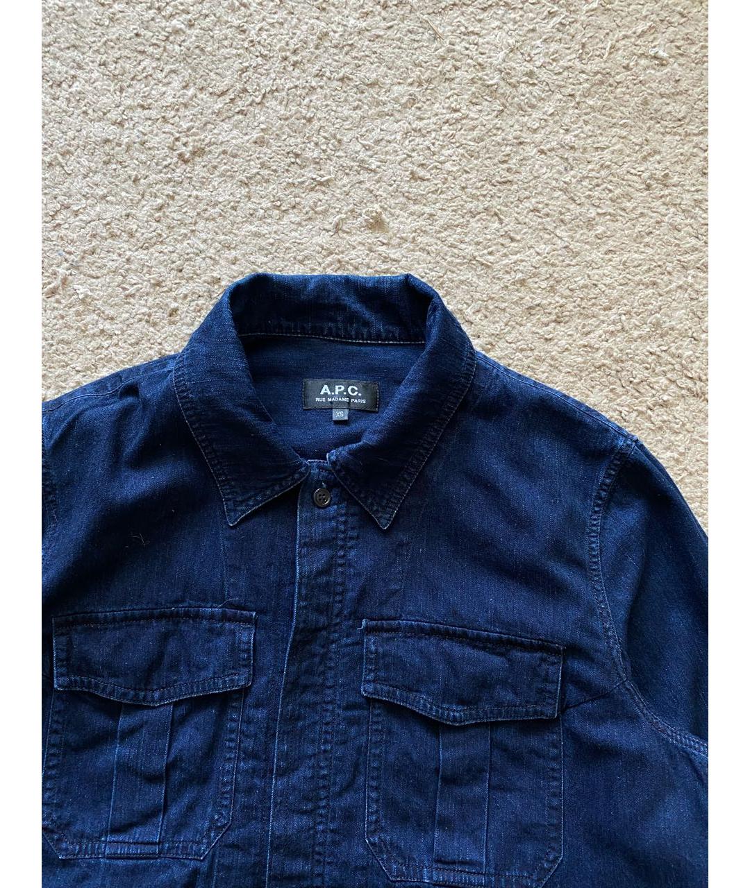 A.P.C. Синяя хлопковая кэжуал рубашка, фото 3