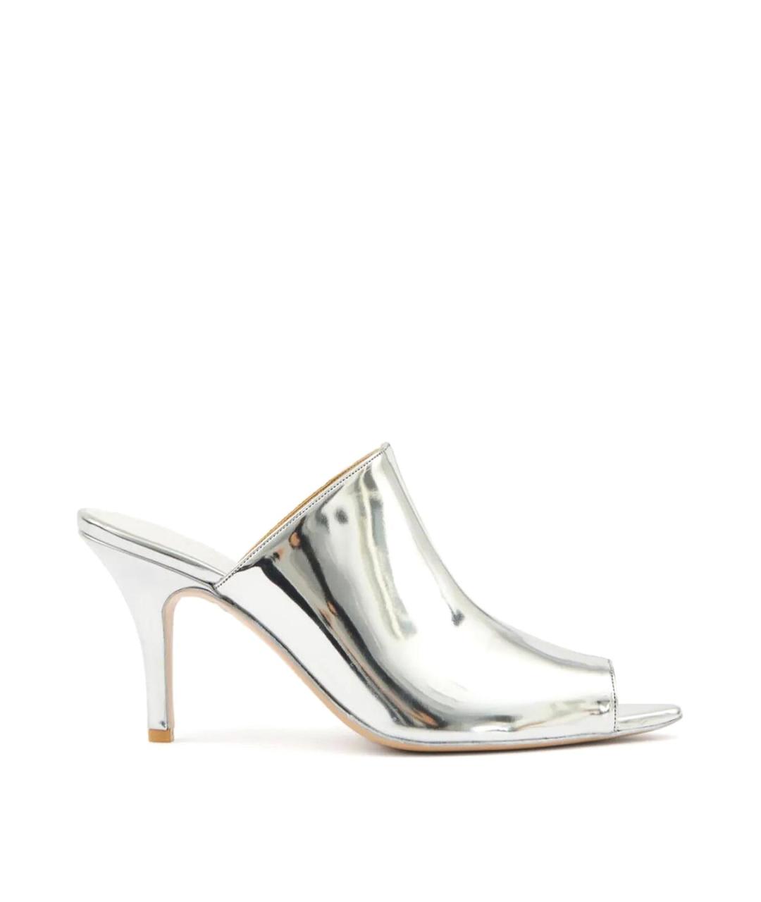 MM6 MAISON MARGIELA Серебряные синтетические мюли, фото 1