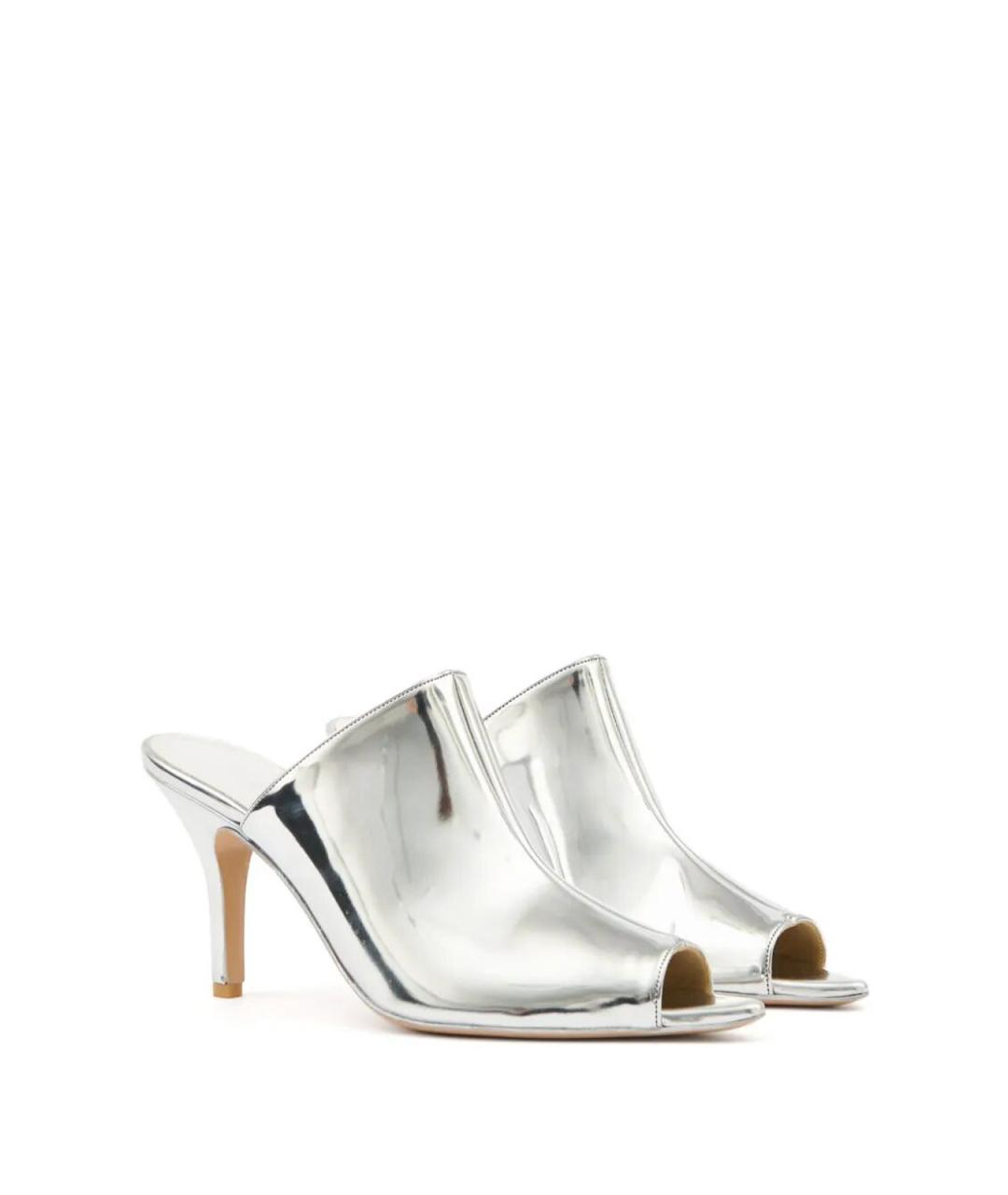 MM6 MAISON MARGIELA Серебряные синтетические мюли, фото 4