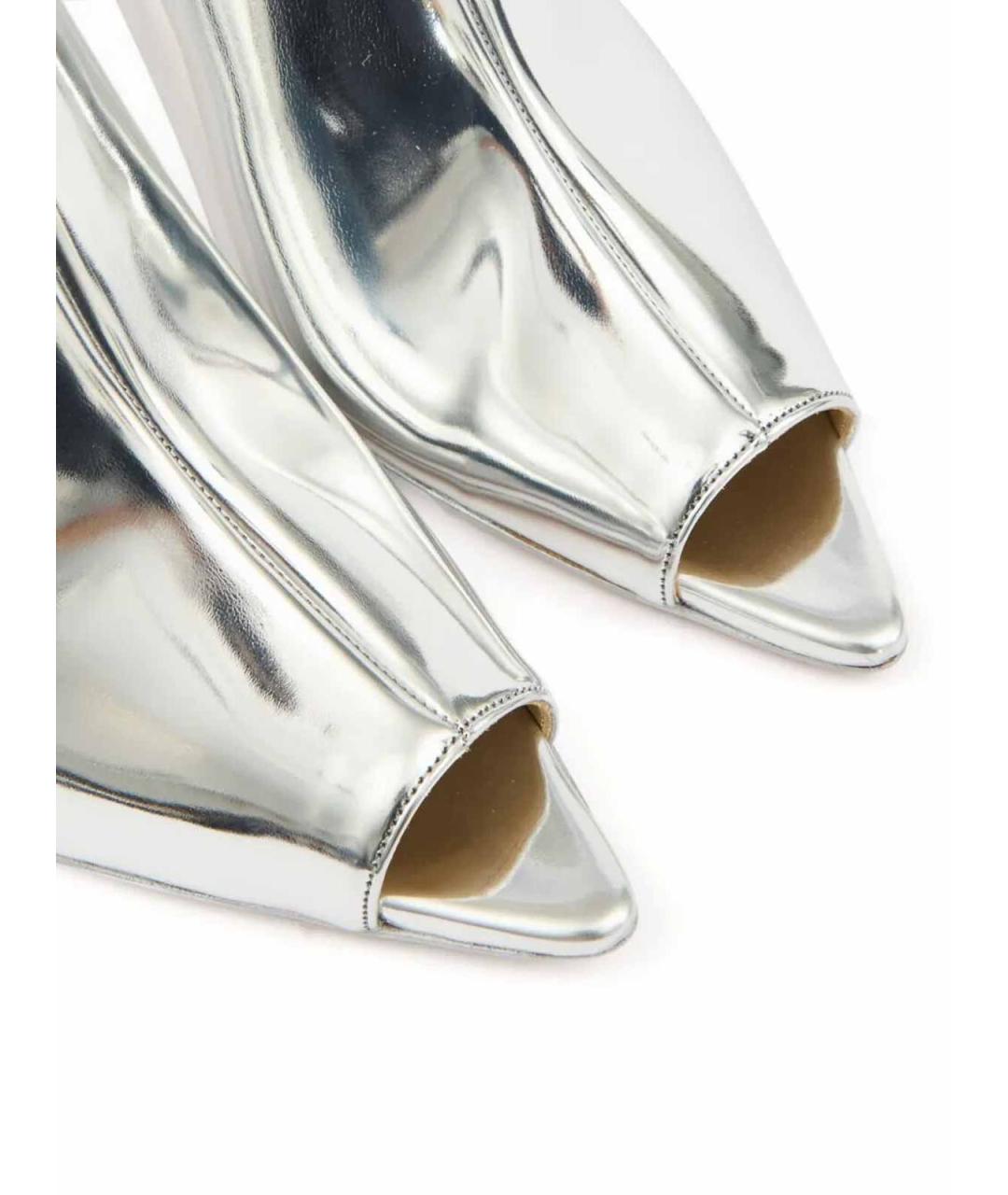 MM6 MAISON MARGIELA Серебряные синтетические мюли, фото 3
