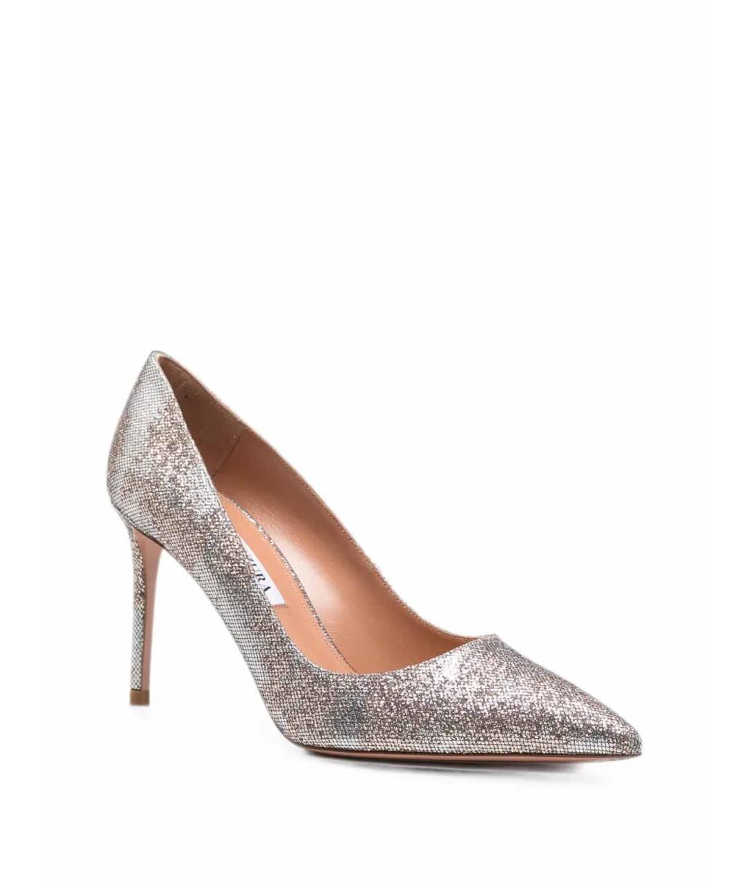 AQUAZZURA Серебряные синтетические туфли, фото 4
