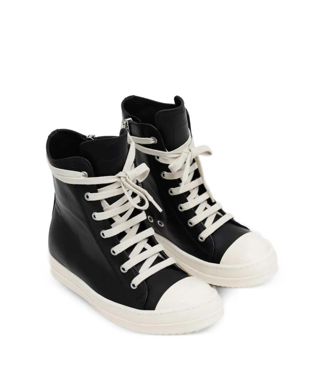 RICK OWENS Черные кожаные кроссовки, фото 3