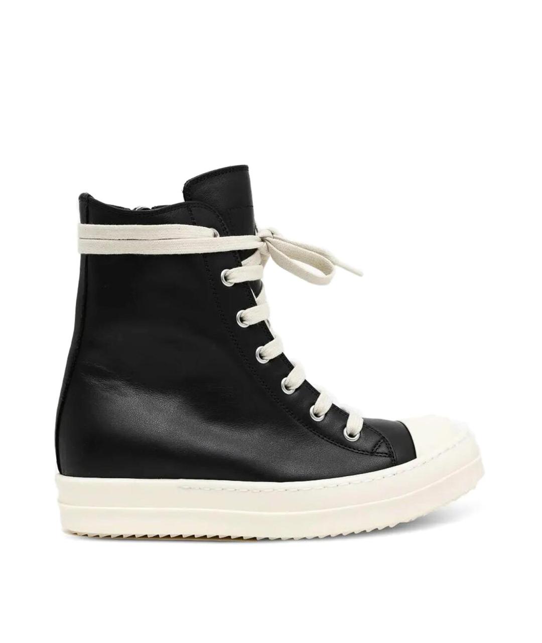 RICK OWENS Черные кожаные кроссовки, фото 1