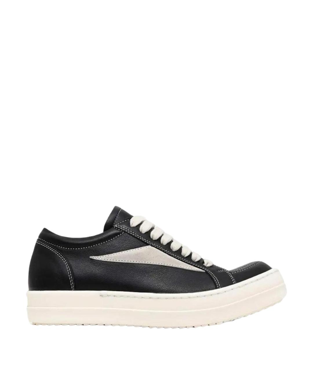 RICK OWENS Черные кожаные кеды, фото 1