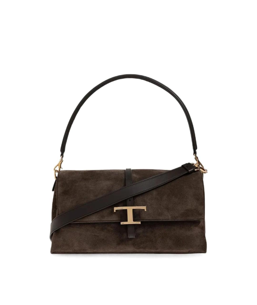 TOD'S Коричневая замшевая сумка с короткими ручками, фото 1