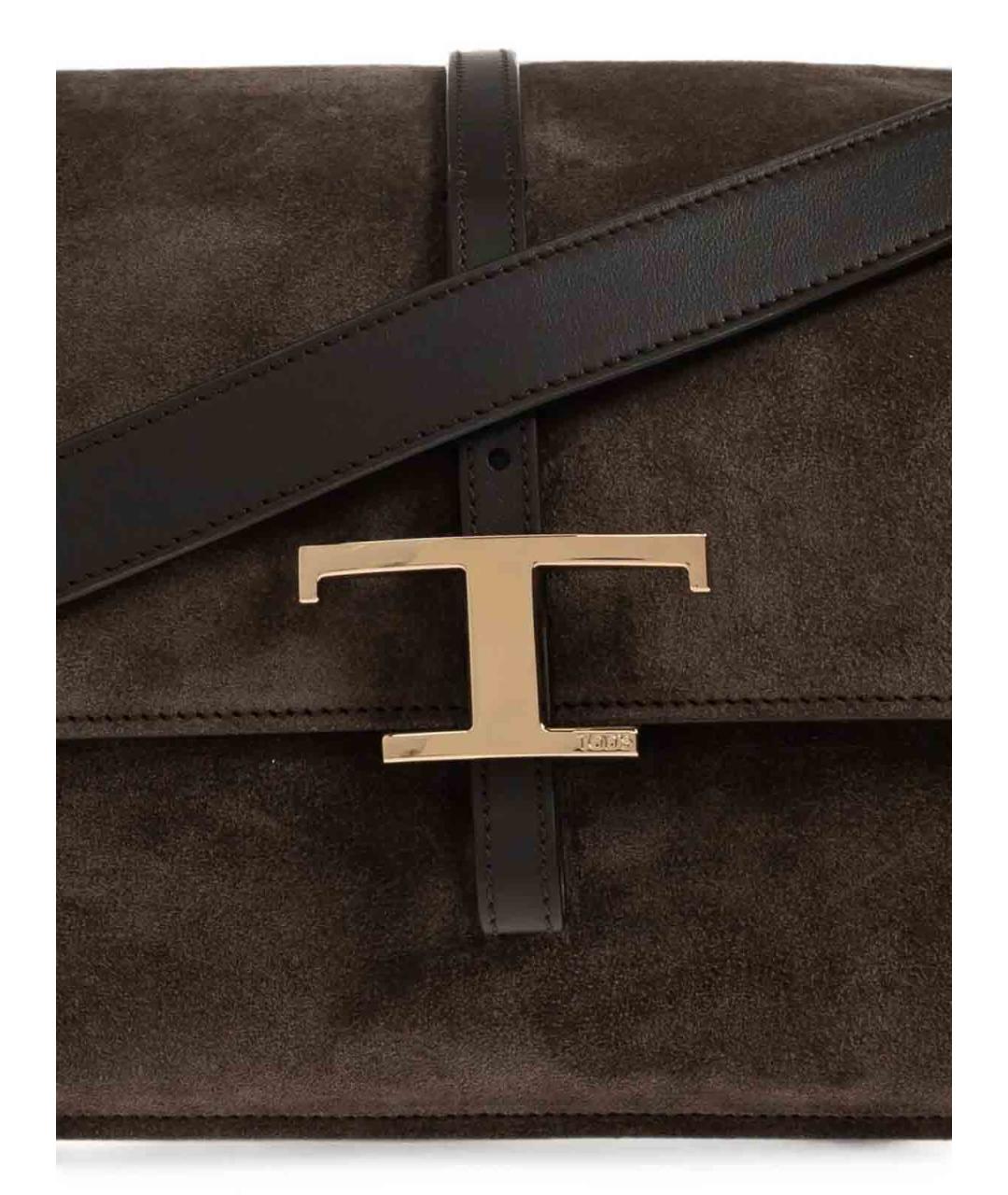 TOD'S Коричневая замшевая сумка с короткими ручками, фото 2