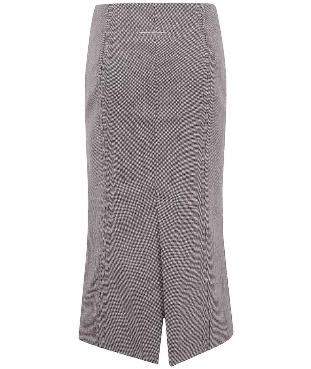MM6 MAISON MARGIELA Коричневая шерстяная юбка миди, фото 2