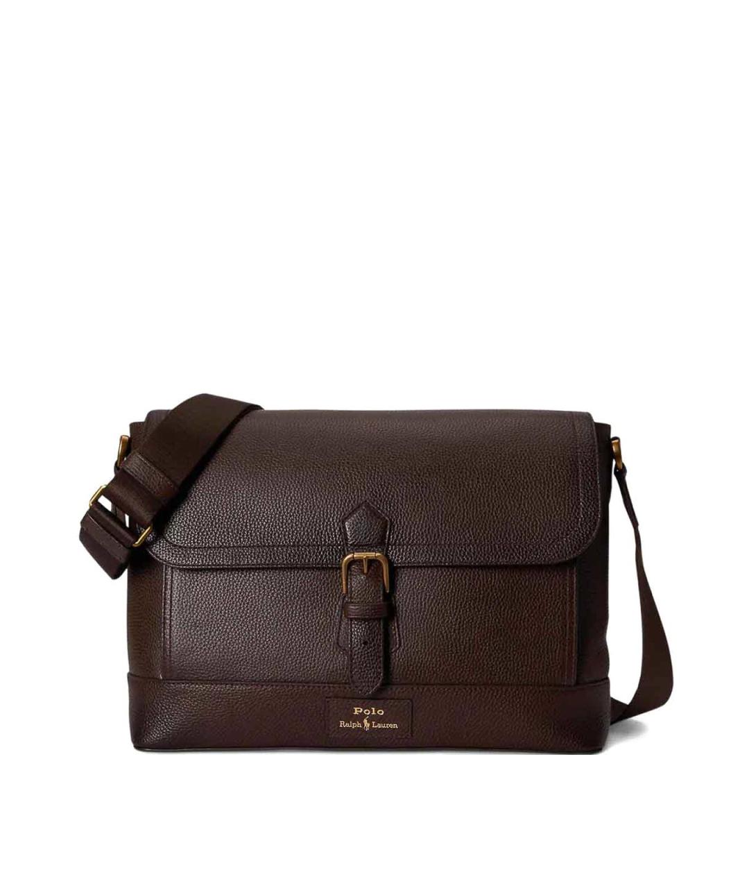 POLO RALPH LAUREN Коричневая кожаная сумка на плечо, фото 1