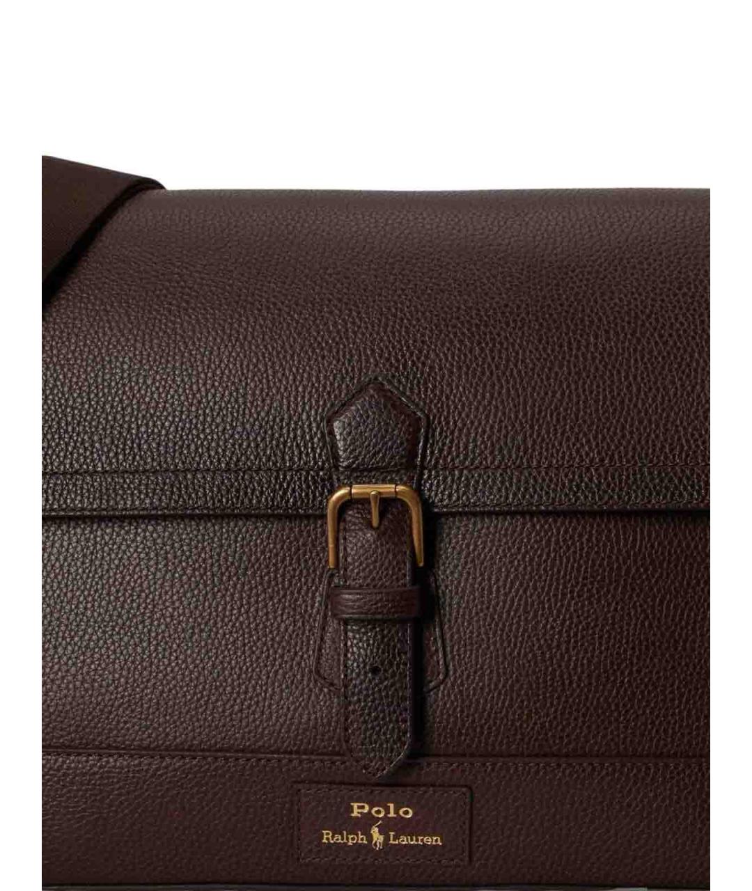 POLO RALPH LAUREN Коричневая кожаная сумка на плечо, фото 3